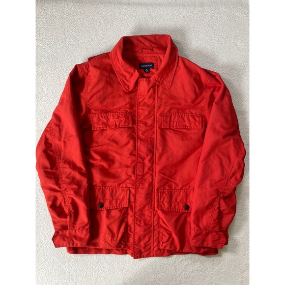 Lands' End Other - Lands' End Mens Medium Field Jacket Red Lightweight Nylon Utility Coat 435444
